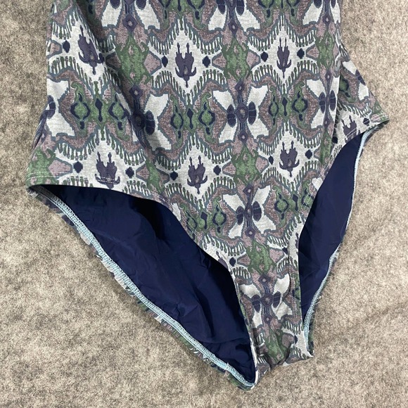 Tory Burch One Piece Swimsuit Medium Blue Boho Printed Backless Swim - Picture 5 of 9